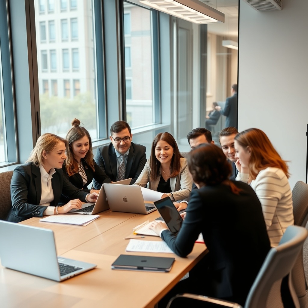 Diverse team collaborating in office meeting