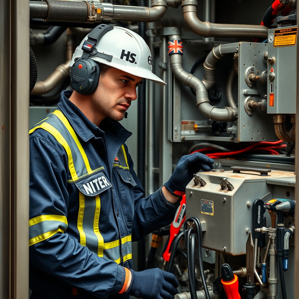 Technician repairing commercial equipment